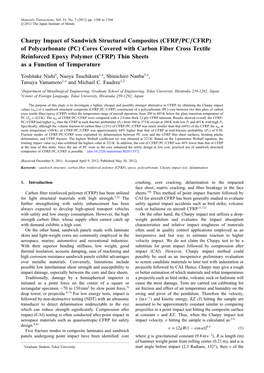 Charpy Impact of Sandwich Structural Composites (CFRP/PC/CFRP) Of