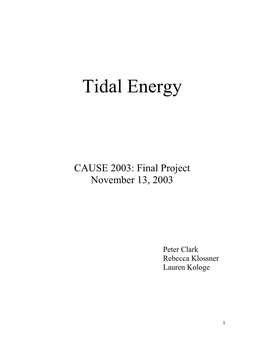 Tidal Energy