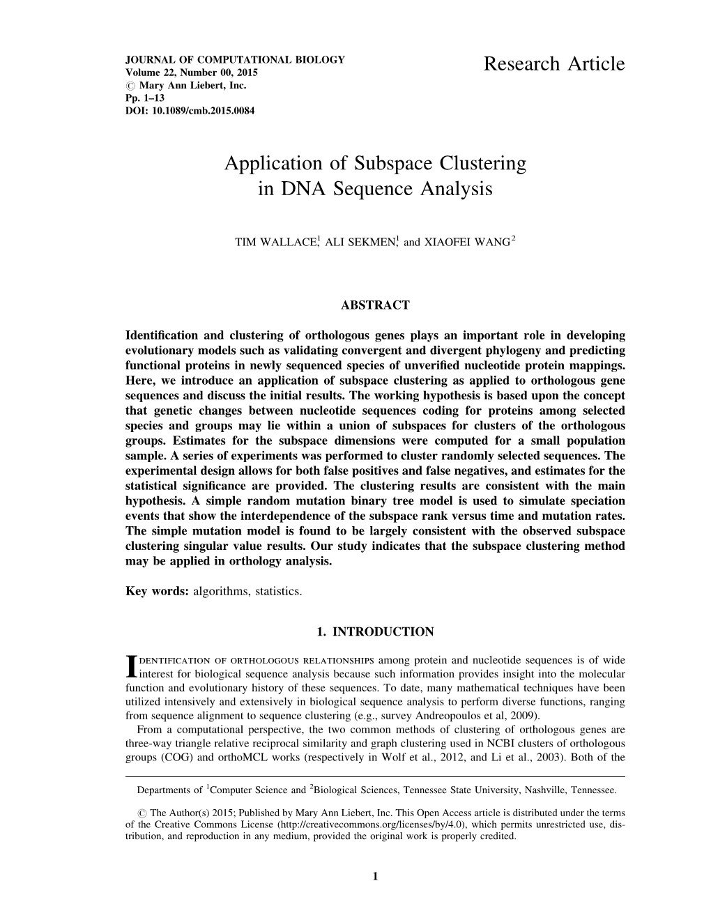 Application of Subspace Clustering in DNA Sequence Analysis