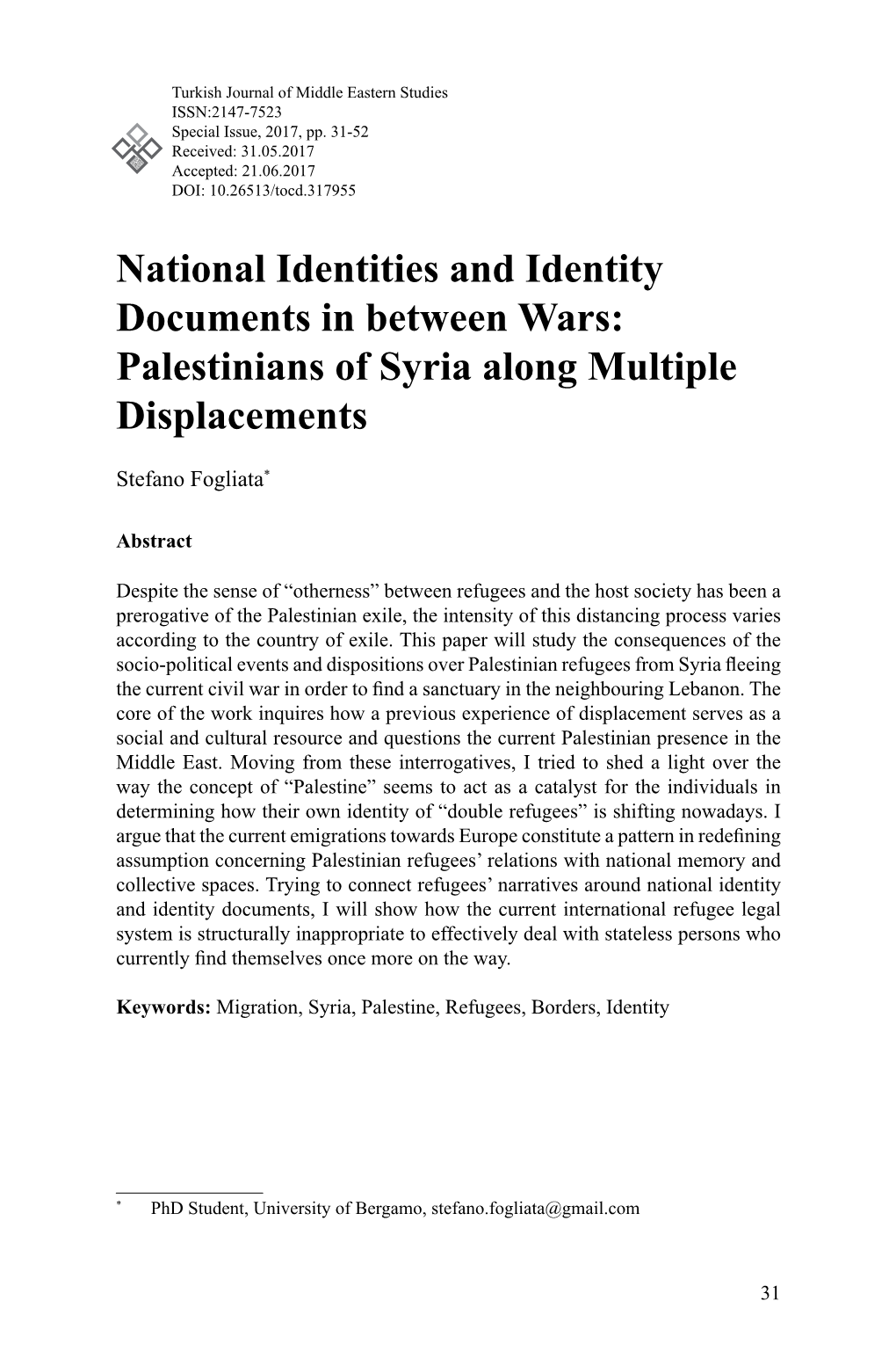 Palestinians of Syria Along Multiple Displacements