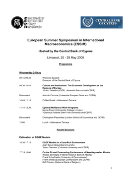 European Summer Symposium in International Macroeconomics (ESSIM)