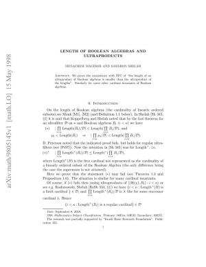 [Math.LO] 15 May 1998 ( Rpsto .) H Iuto Ssmlrfrmn Cardina Many for Similar Is Situation the 1.6)