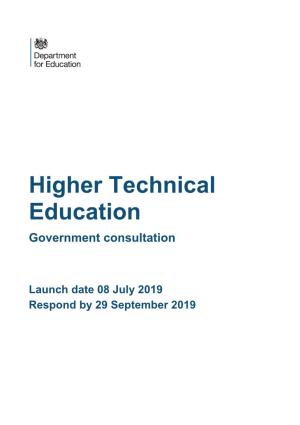 Higher Technical Education Government Consultation