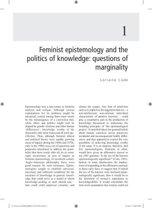 Feminist Epistemology and the Politics of Knowledge: Questions of Marginality