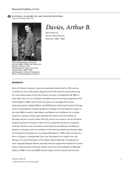 Davies, Arthur B. Also Known As Davies, Arthur Bowen American, 1862 - 1928