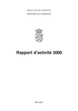 Rapport D'activité 2000