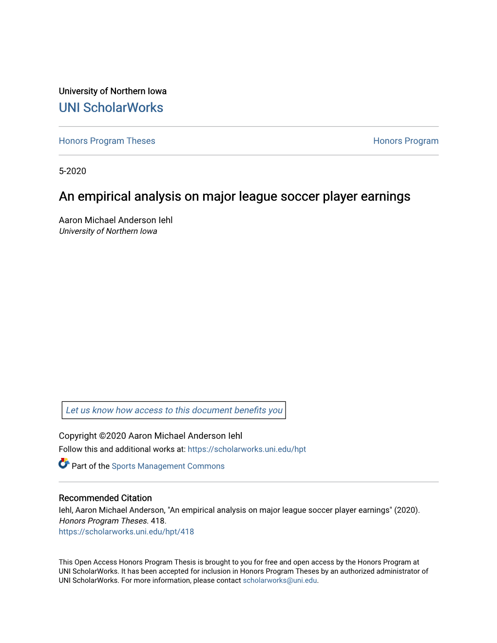 An Empirical Analysis on Major League Soccer Player Earnings
