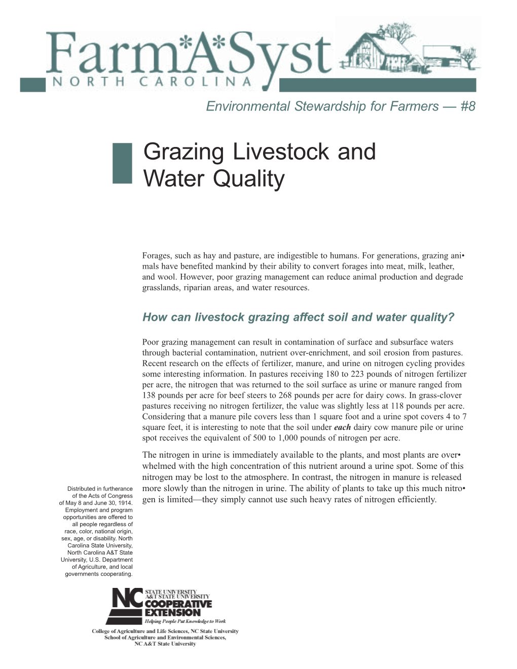 Grazing Livestock and Water Quality