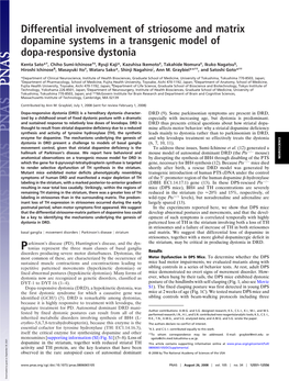Differential Involvement of Striosome and Matrix Dopamine Systems in a Transgenic Model of Dopa-Responsive Dystonia