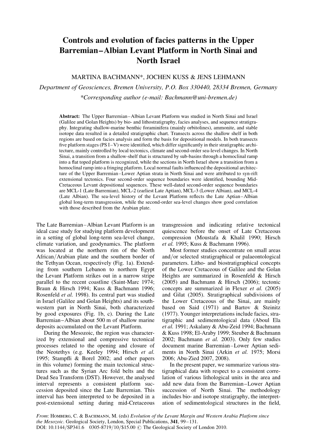 Controls and Evolution of Facies Patterns in the Upper Barremian–Albian Levant Platform in North Sinai and North Israel