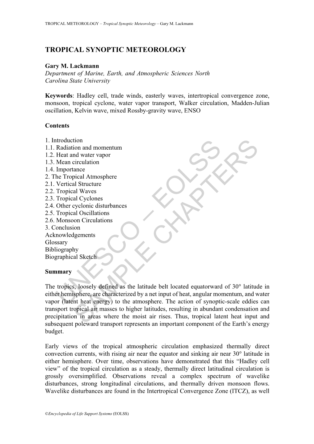 Tropical Synoptic Meteorology – Gary M