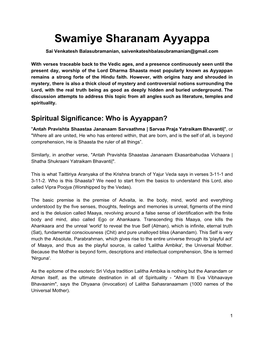 Swamiye Sharanam Ayyappa Sai Venkatesh Balasubramanian, Saivenkateshbalasubramanian@Gmail.Com