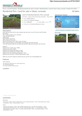 Residential Plot / Land for Sale in Uksan, Lonavala (P55120641