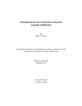 Investigating the Role of Chloride in Endocytic Organelle Acidification