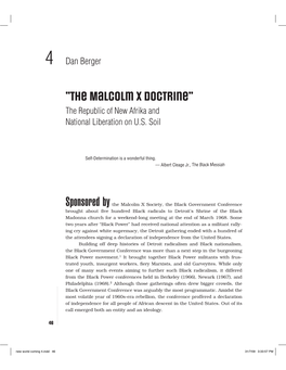 The Malcolm X Doctrine: the Republic of New Afrika and National