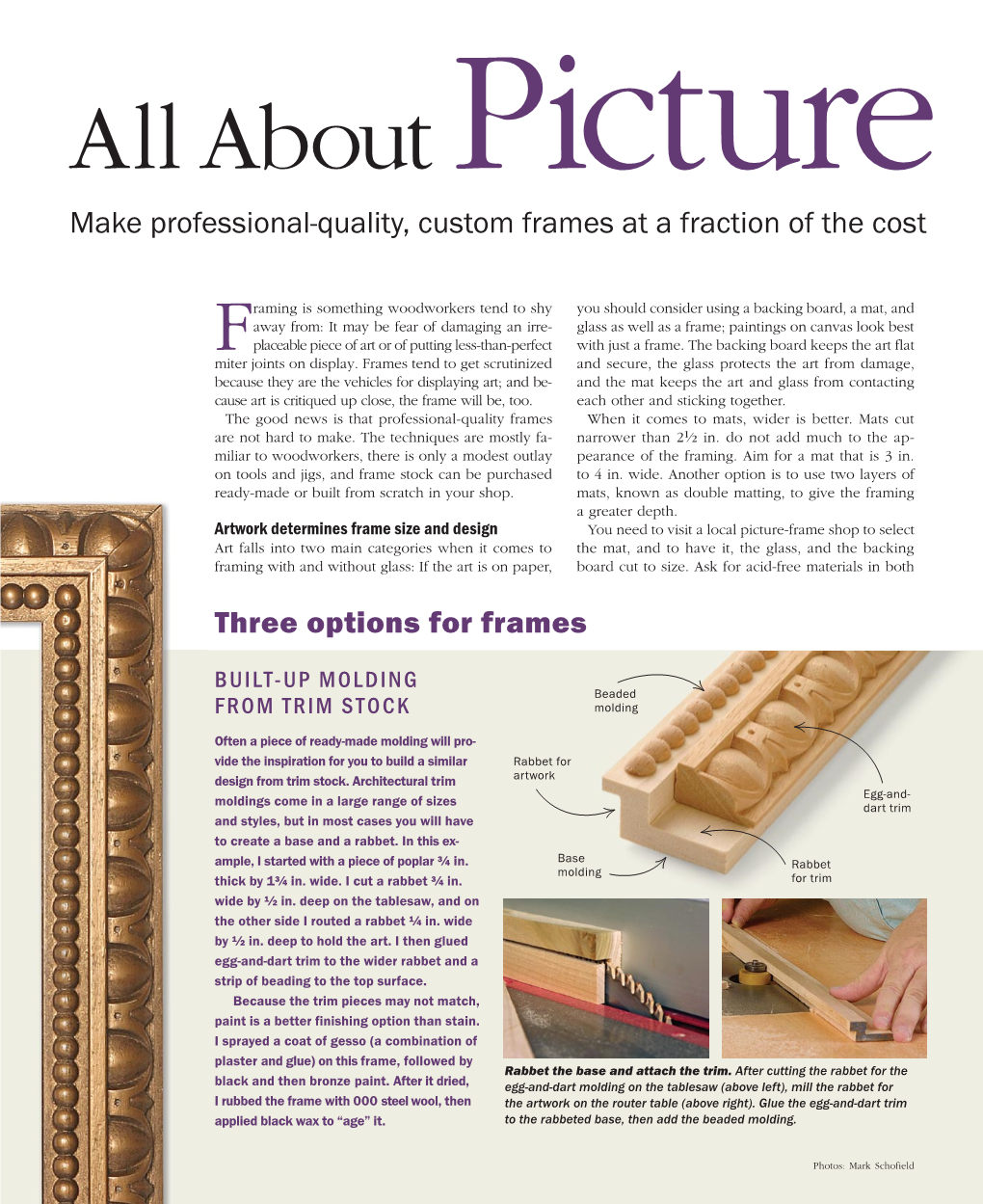 About Picture Framing Make Professional-Quality, Custom Frames at a Fraction of the Cost by ROBERT HAMON