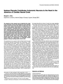 Nodose Placode Contributes Autonomic Neurons to the Heart in the Absence of Cardiac Neural Crest