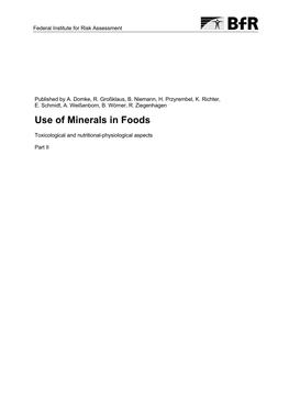 Use of Minerals in Foods