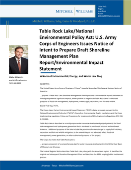 Table Rock Lake/National Environmental Policy Act: U.S
