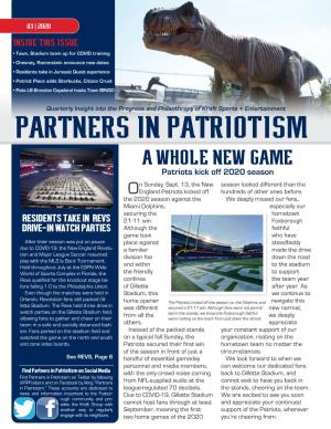 Partners in Patriotism a Whole New Game Patriots Kick Off 2020 Season N Sunday, Sept