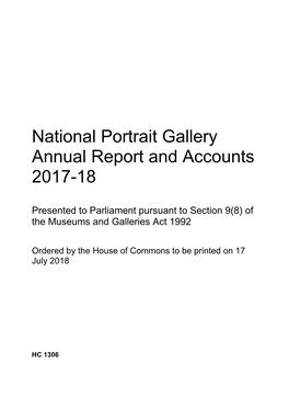 National Portrait Gallery Annual Report and Accounts 2017-18