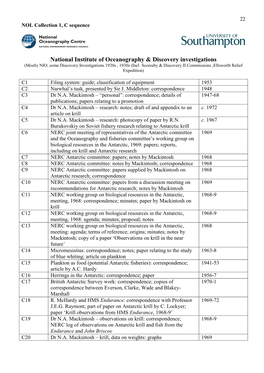 Discovery Investigations 1930S & NIO 1949-1960