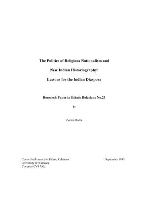 The Politics of Religious Nationalism and New Indian Historiography: Lessons for the Indian Diaspora