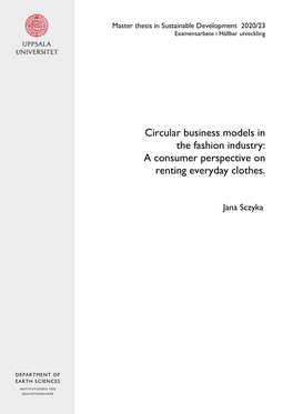 Circular Business Models in the Fashion Industry: a Consumer Perspective on Renting Everyday Clothes