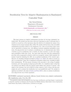 Stratification Trees for Adaptive Randomization in Randomized