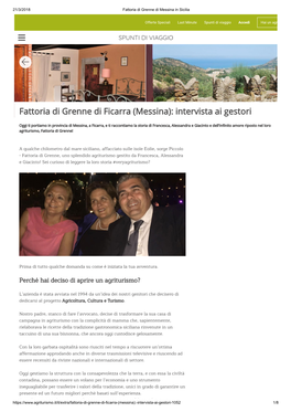 Fattoria Di Grenne Di Ficarra (Messina): Intervista Ai Gestori