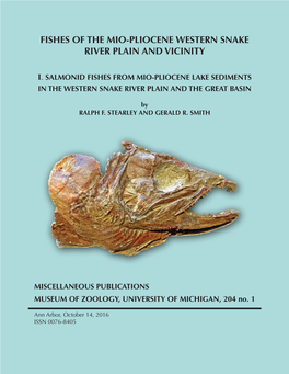 Fishes of the Mio-Pliocene Western Snake River Plain and Vicinity