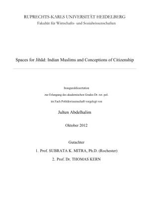Indian Muslims and Conceptions of Citizenship