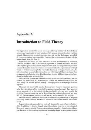 Introduction to Field Theory