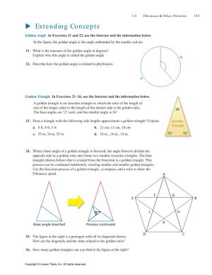 Extending Concepts Golden Angle in Exercises 21 and 22, Use the Internet and the Information Below