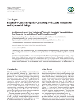 Takotsubo Cardiomyopathy Coexisting with Acute Pericarditis and Myocardial Bridge