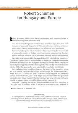 Robert Schuman on Hungary and Europe