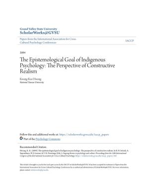 The Epistemological Goal of Indigenous Psychology: The