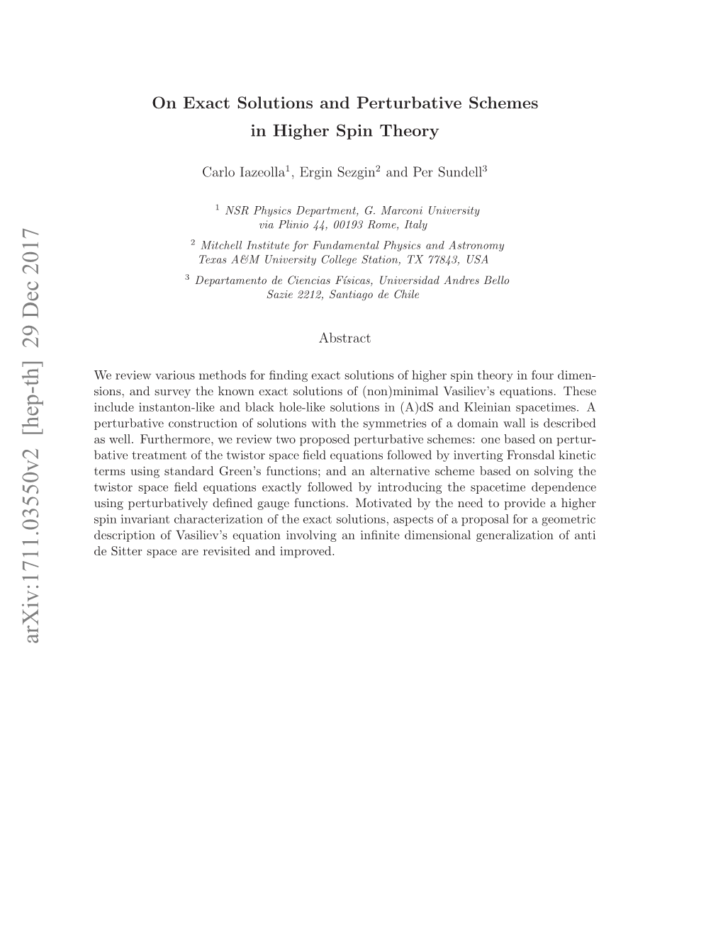 Arxiv:1711.03550V2 [Hep-Th] 29 Dec 2017 Este Pc R Eiie N Improved