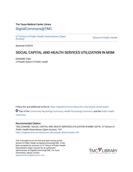 Social Capital and Health Services Utilization in Msm
