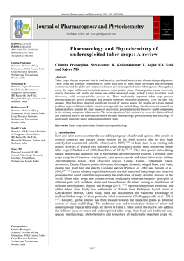 Pharmacology and Phytochemistry of Underexploited Tuber Crops: a Review