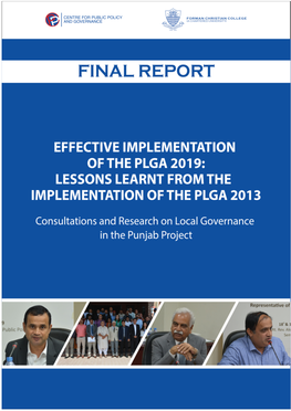 The Punjab Local Government Act 2019 Together Provide Comprehensive Coverage Over Issues of Local Governance