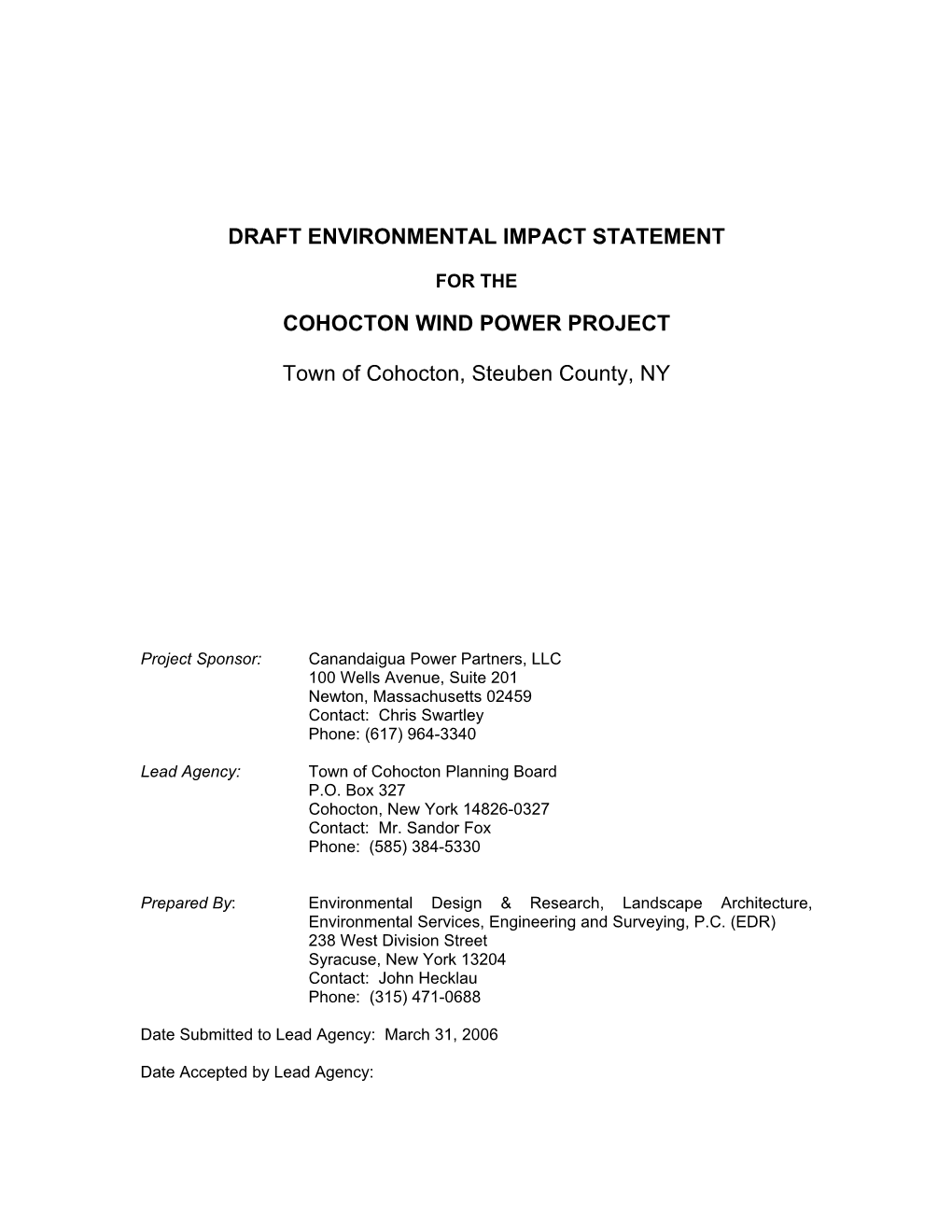 Draft Environmental Impact Statement