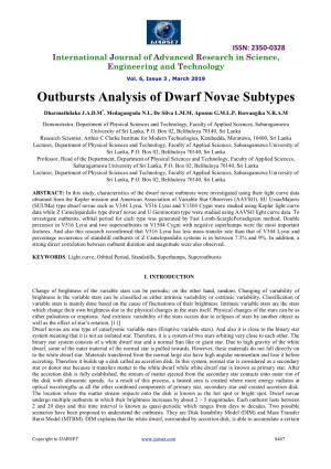 Outbursts Analysis of Dwarf Novae Subtypes