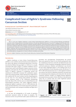Complicated Case of Ogilvie's Syndrome Following Caesarean