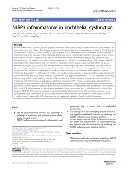 NLRP3 Inflammasome in Endothelial Dysfunction