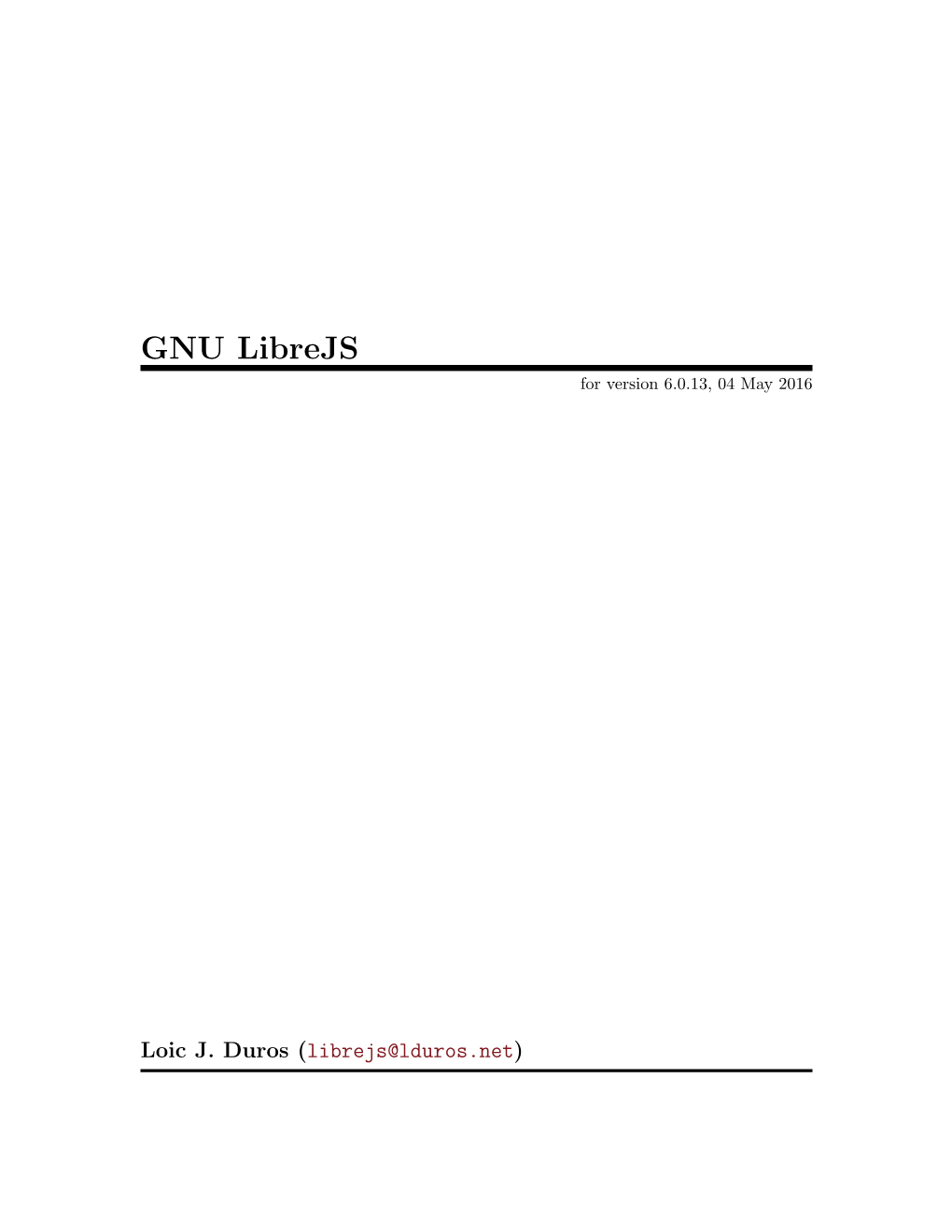 GNU Librejs for Version 6.0.13, 04 May 2016