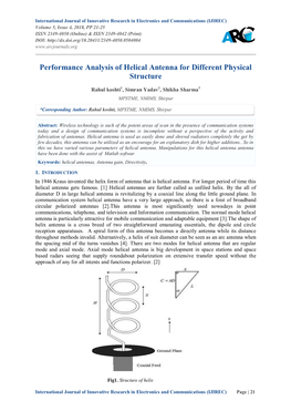 Performance Analysis of Helical Antenna for Different Physical Structure