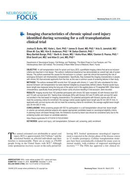 Imaging Characteristics of Chronic Spinal Cord Injury Identified During Screening for a Cell Transplantation Clinical Trial