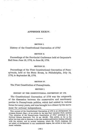APPENDIX XXXI V. History of the Constitutional Convention of 1776.1