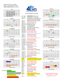 Academic Calendar 2019-2020